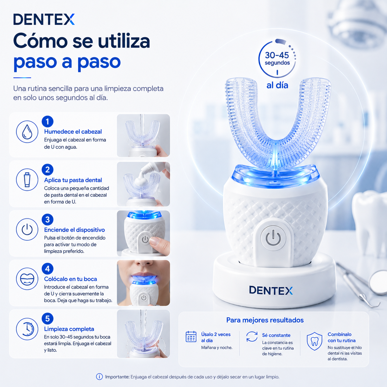 Cepillo Dental Dentex™ — Limpieza en U en 30 Segundos