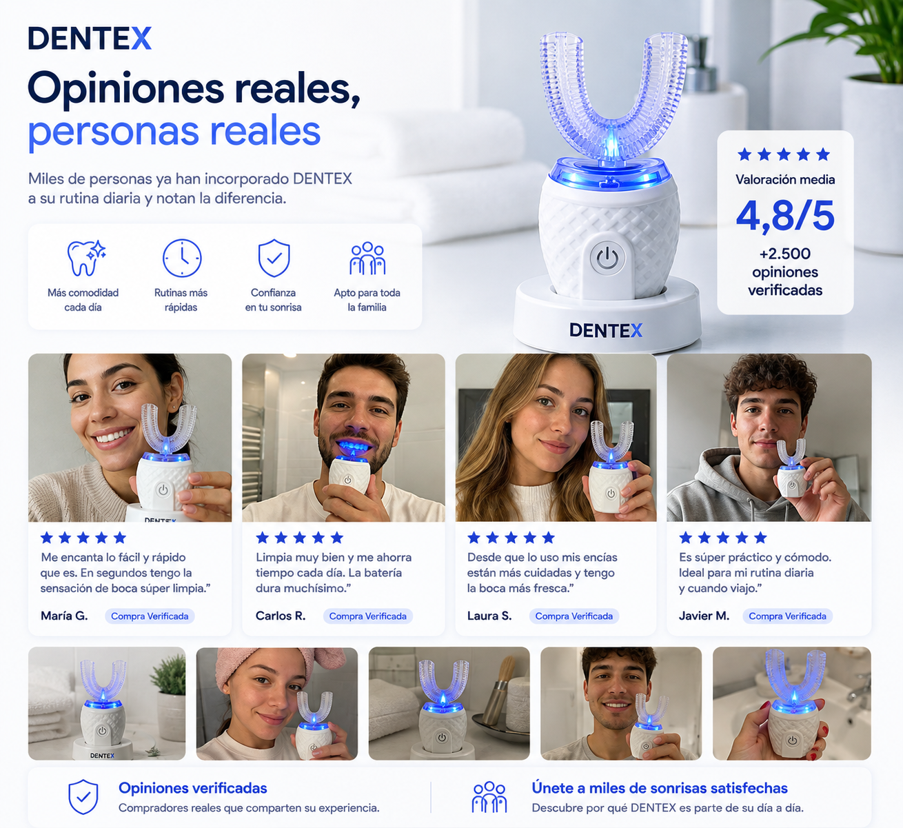 Cepillo Dental Dentex™ — Limpieza en U en 30 Segundos